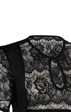 Ribbon-Tied Black Feminine Dirndl Blouse