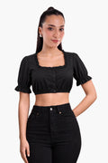 Black Dirndl Blouse with Ruffled Collar
