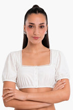 Dirndl Blouse Luxury White Pleated Trim Elegance