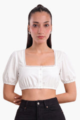 Dirndl Blouse Luxury White Pleated Trim Elegance