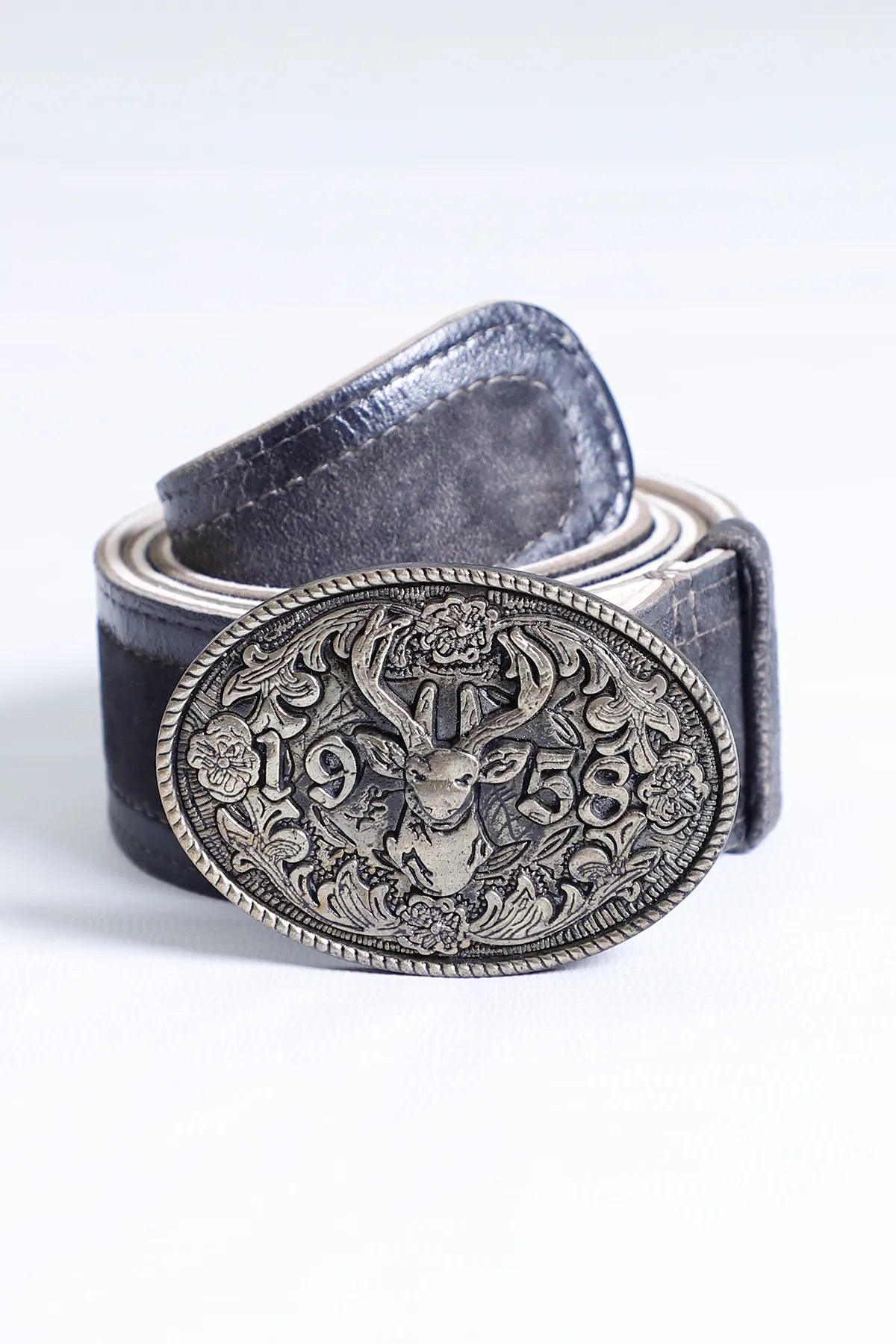 Vintage Black Lederhosen Men Costume Belt