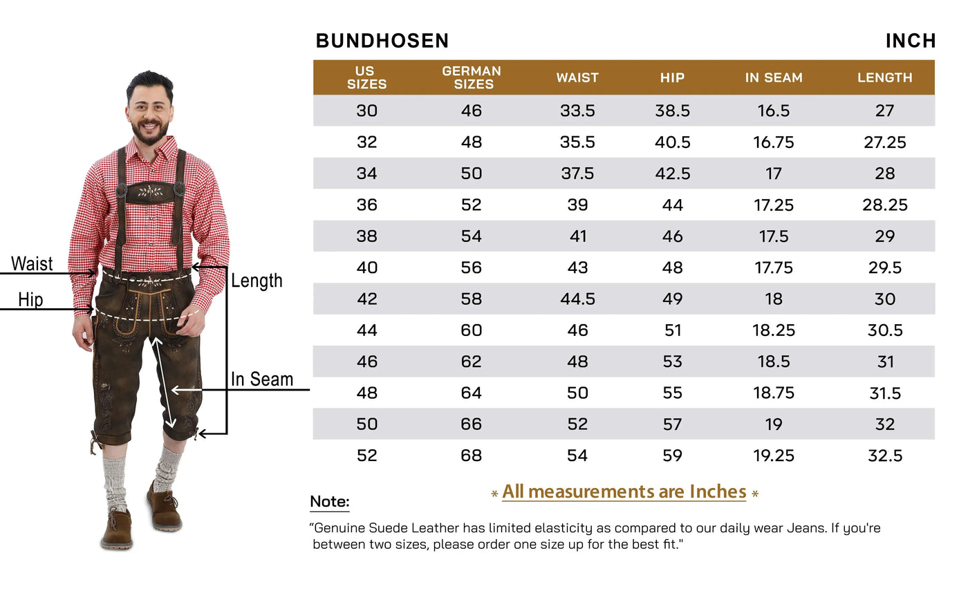 Bundhosen Size Guide