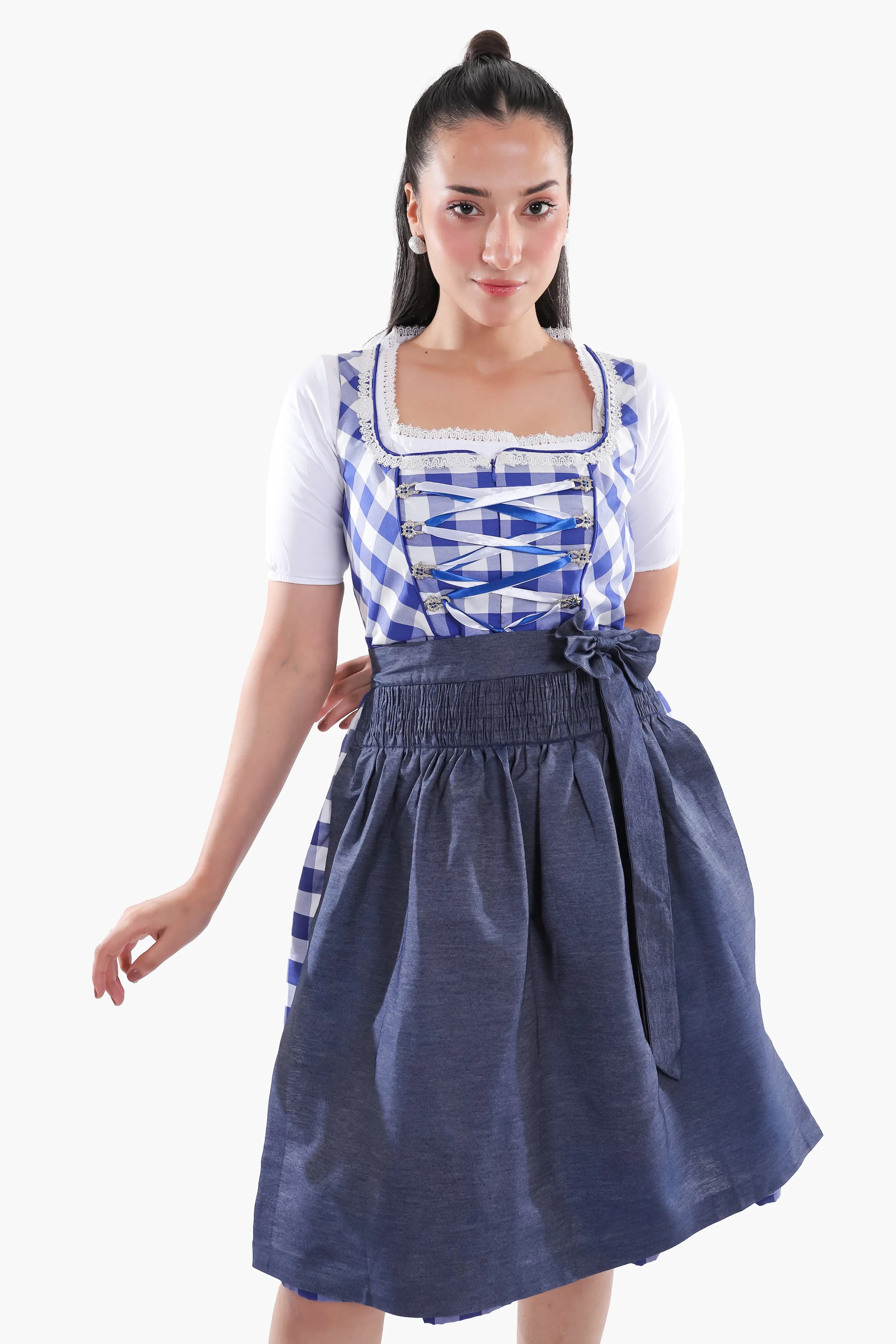 Wensky Midi Denim Dirndl Blue Check