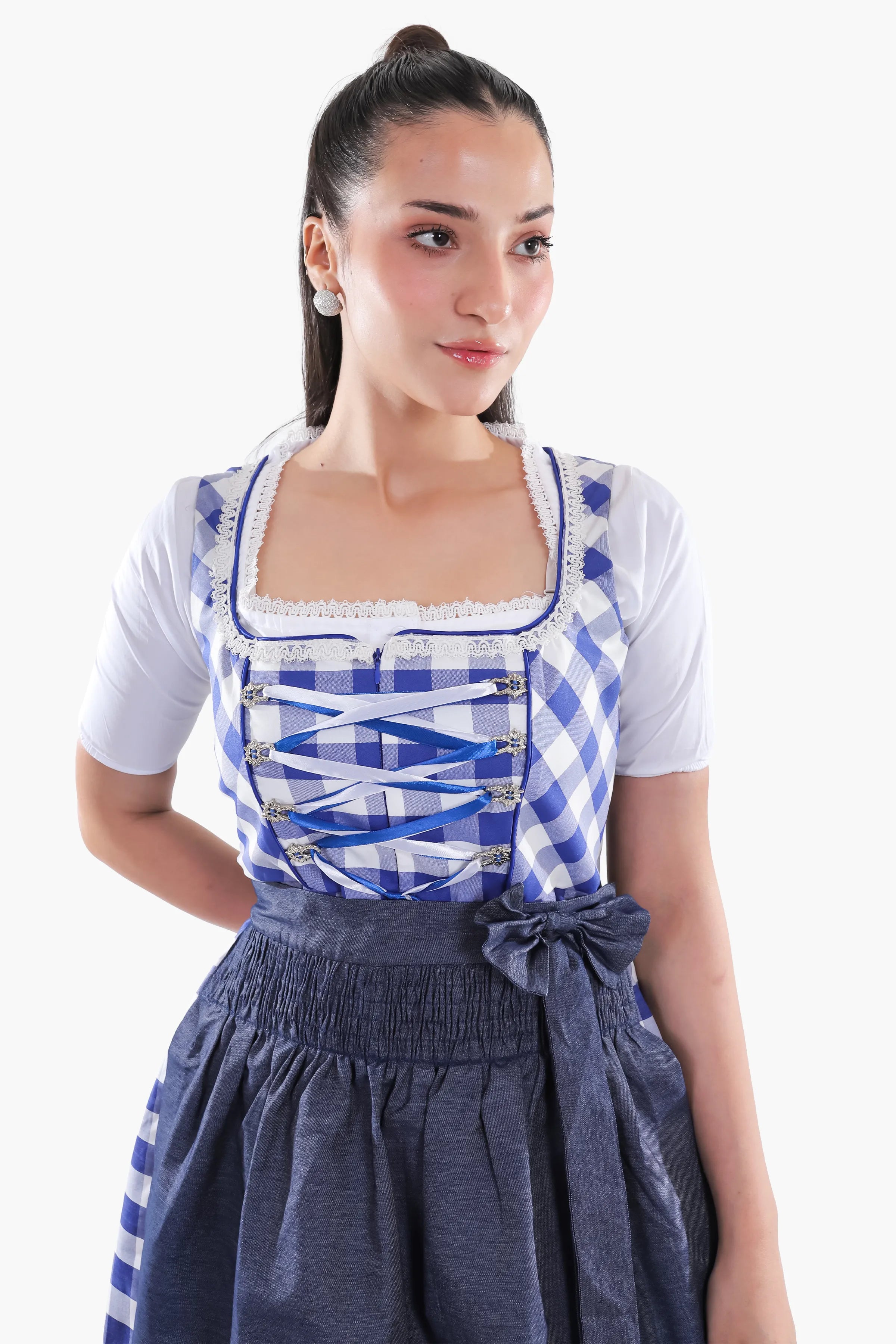 Wensky Midi Denim Dirndl Blue Check