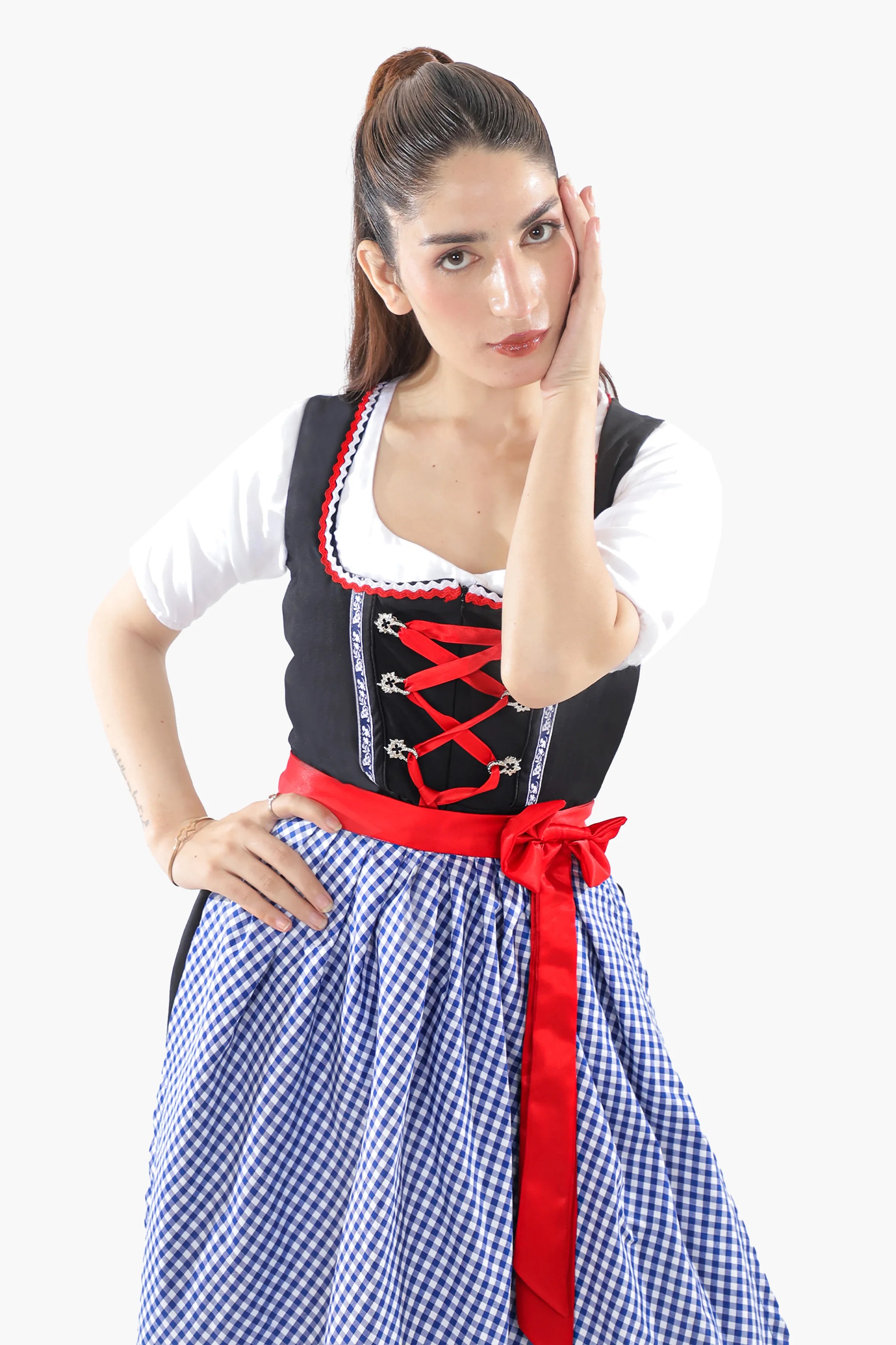 Denim Blue Midi German Dirndl Lederhosen Store Denim Blue Midi German Dirndl Lederhosen Store