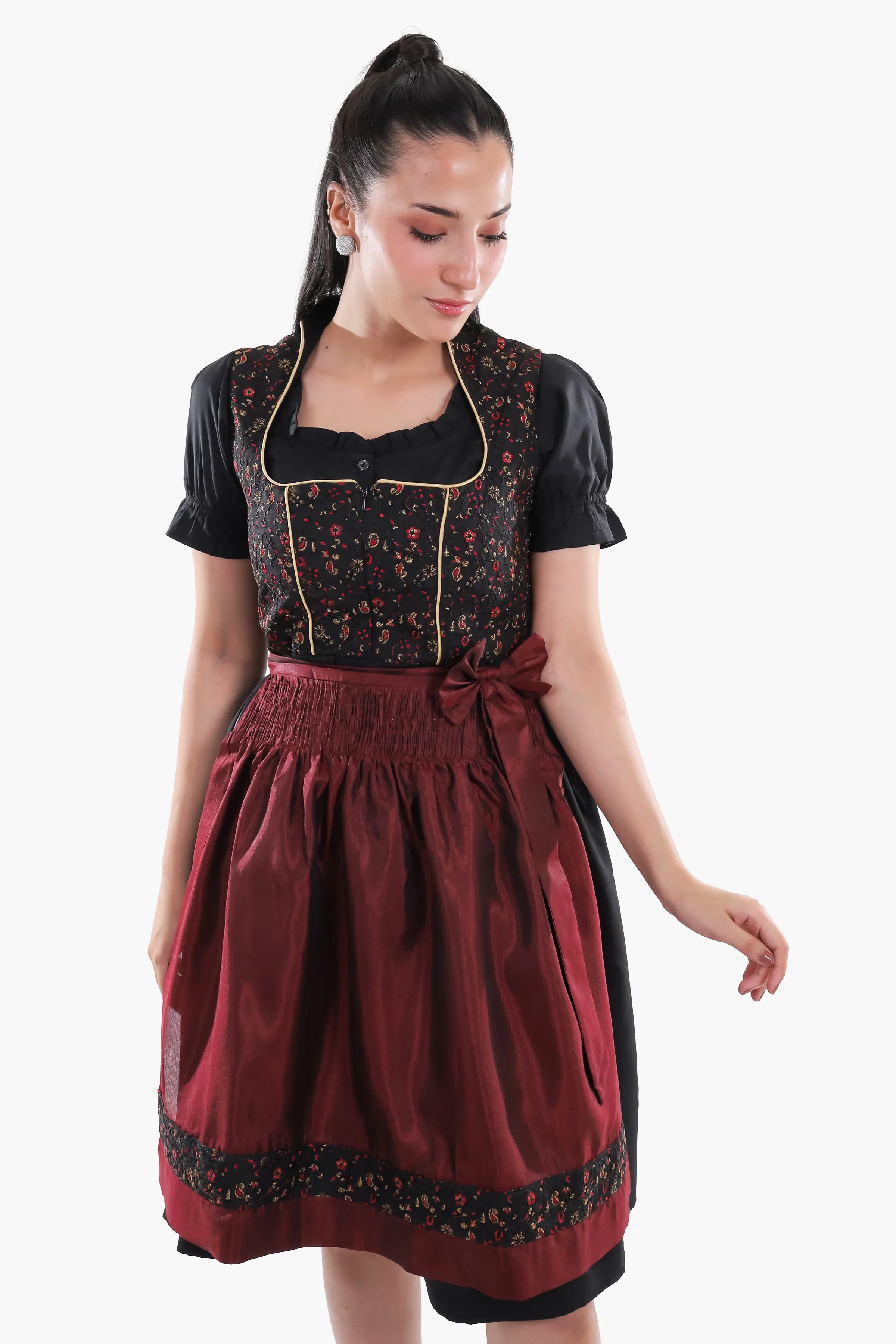 Aloisia Bavarian Maroon Dirndl Dress