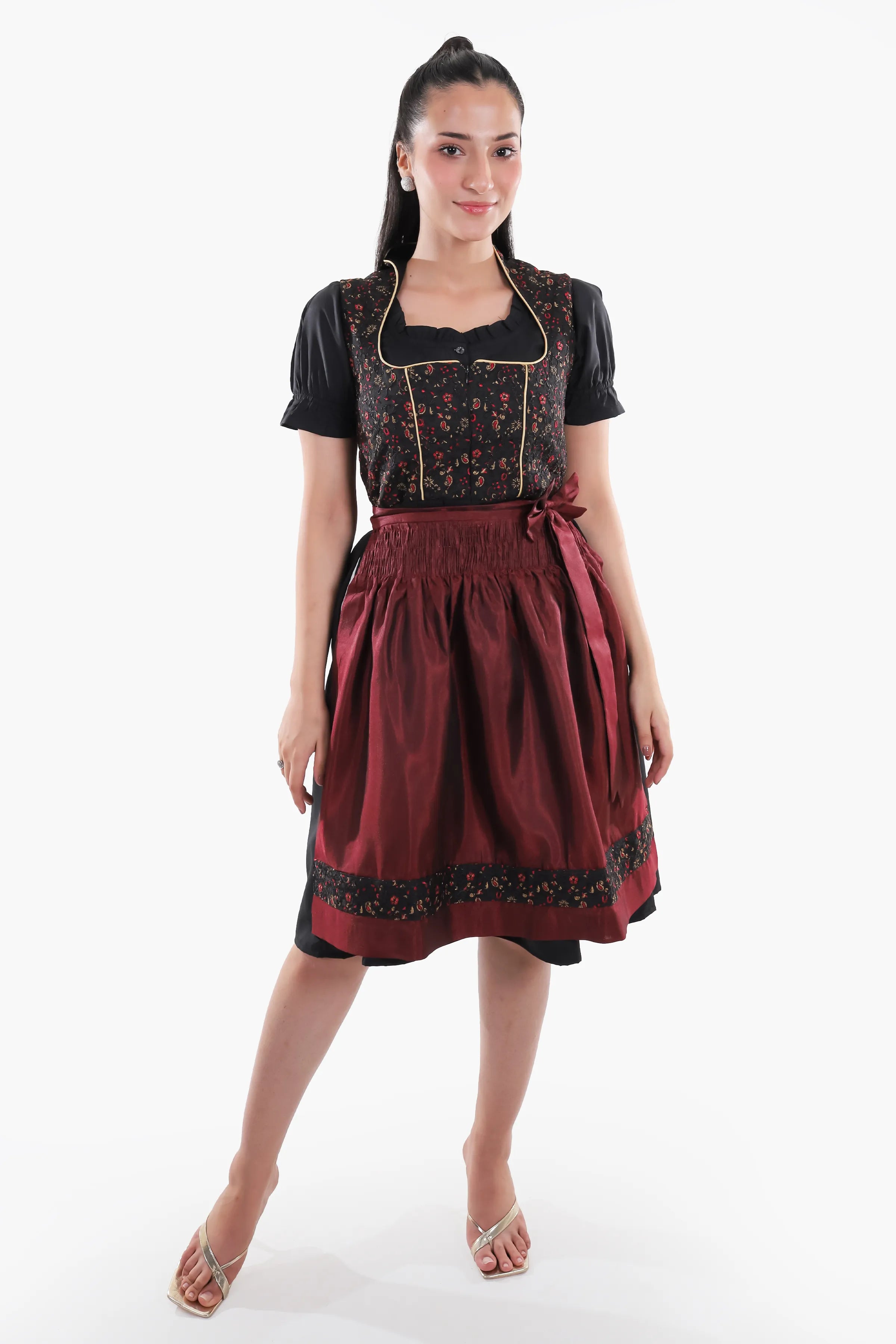 Aloisia Bavarian Maroon Dirndl Dress
