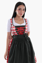 Red Checkered Bodice Traditional Dirndl Dress