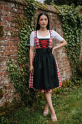 Red Checkered Bodice Traditional Dirndl Dress