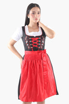 Black Dirndl Dress Red Embroidery Charm