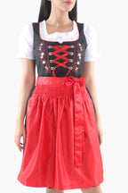 Black Dirndl Dress Red Embroidery Charm