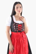 Black Dirndl Dress Red Embroidery Charm