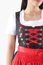 Black Dirndl Dress Red Embroidery Charm