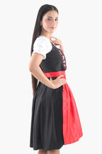 Black Dirndl Dress Red Embroidery Charm