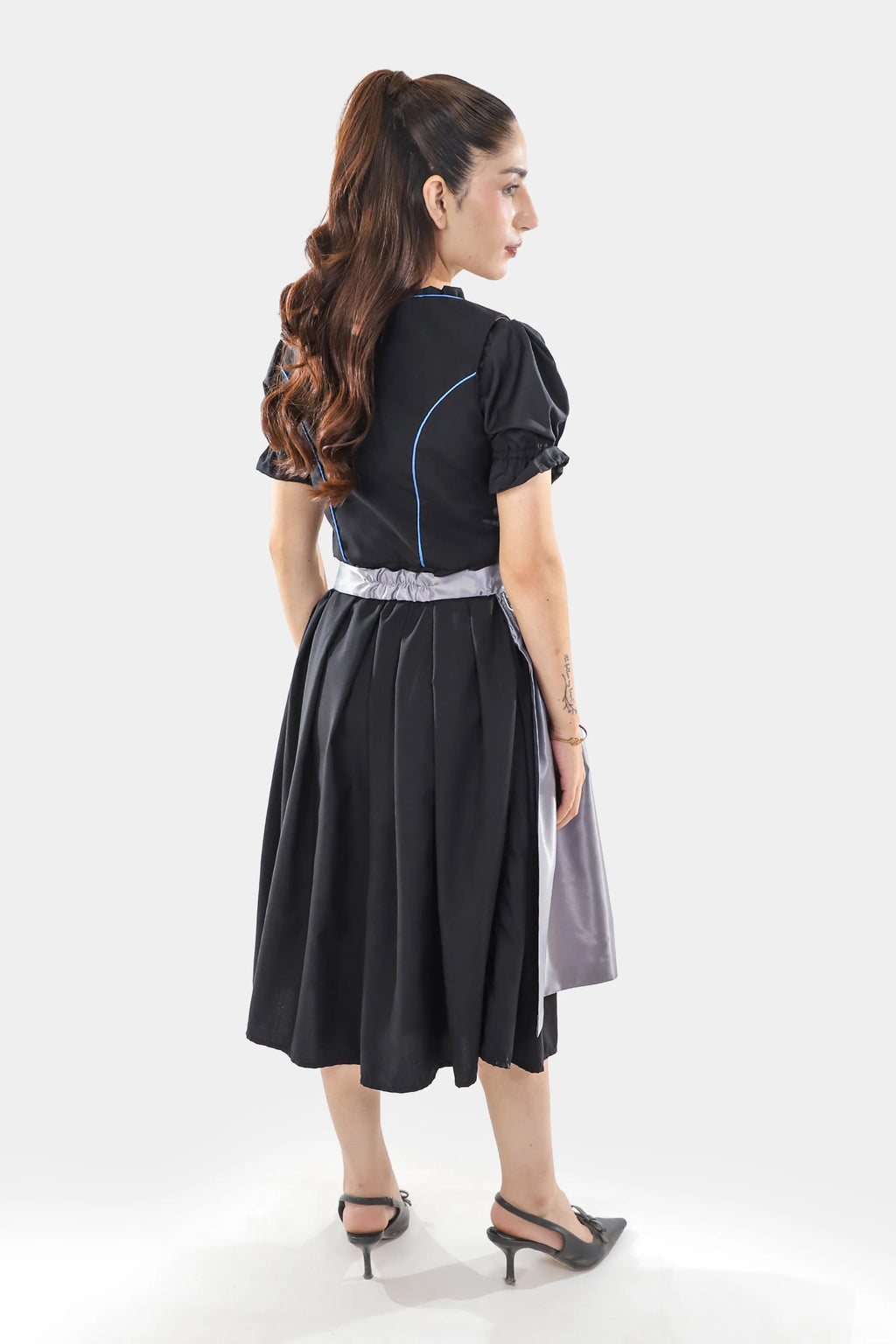 Black Dirndl Dress Blue Embroidery Charm