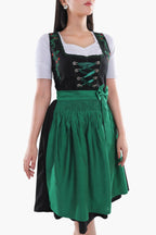 Traditional Black Midi Dirndl with Emerald Embroidery