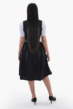 Traditional Black Midi Dirndl with Emerald Embroidery
