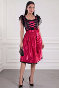 Midnight Black Dirndl Fuchsia Floral Seduction