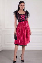 Midnight Black Dirndl Fuchsia Floral Seduction