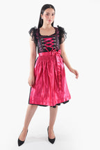 Midnight Black Dirndl Fuchsia Floral Seduction