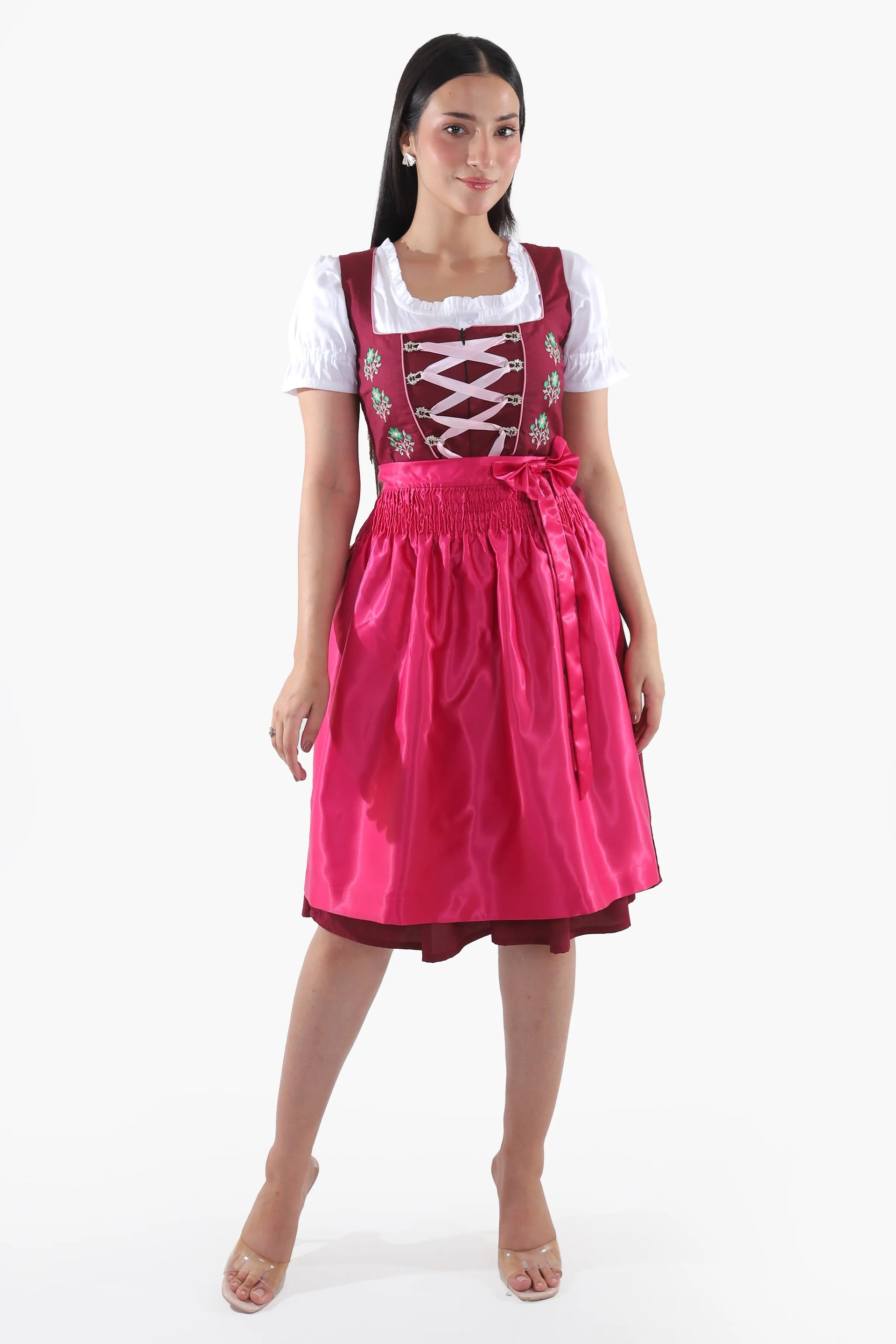 dirndl dress vintage Bavarian Berry Plum Pink Allure 3XL Kate Moss' Sheer Dress Hat Option:Add Hat +$199.00 DR0000389 Women Oktoberfest Costume German