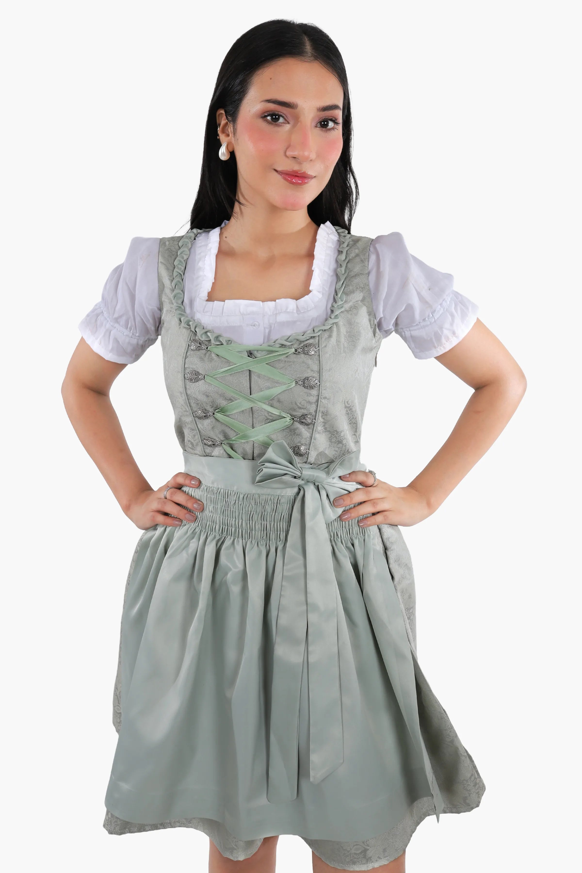 Mini Dirndl Dress Luxury Mint Green Elegance