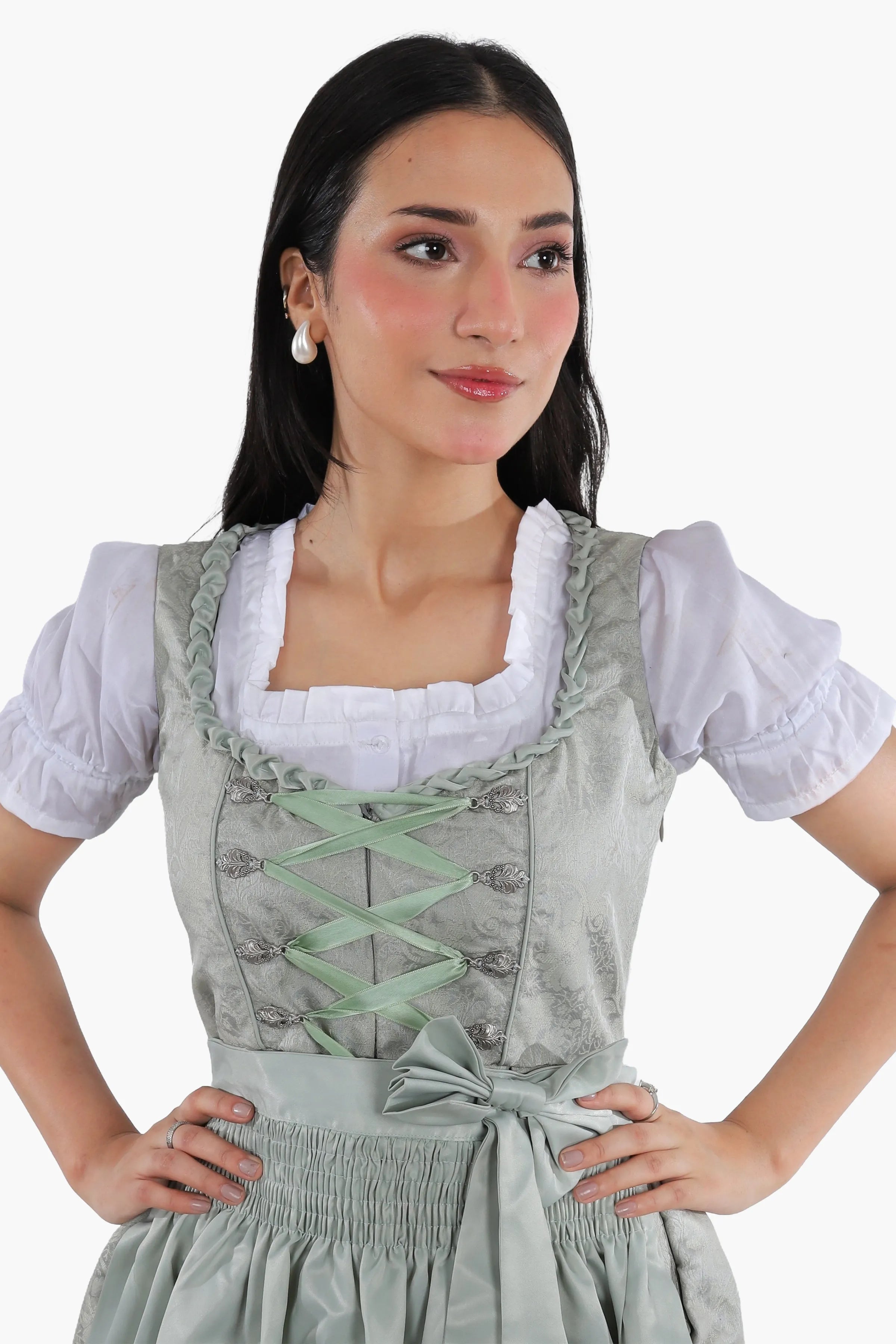 Mini Dirndl Dress Luxury Mint Green Elegance
