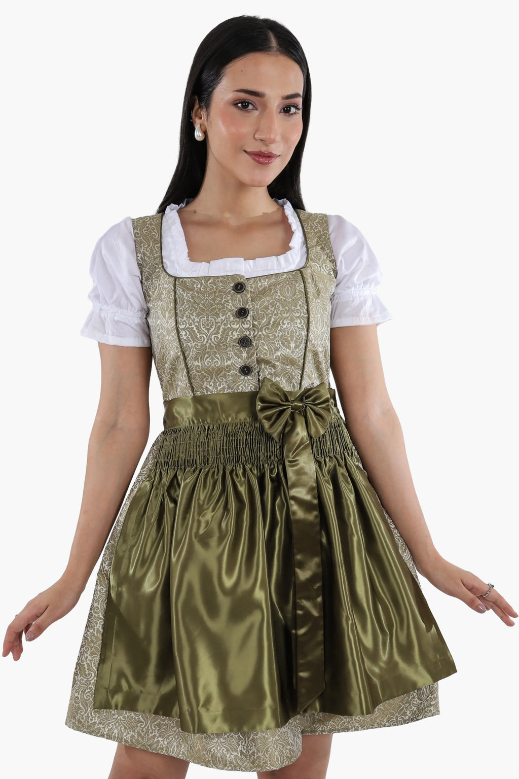 Enchanted Forest Green German Mini Dirndl Dress