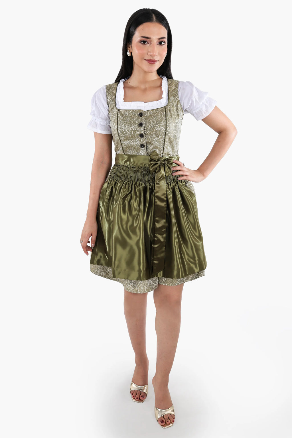 Enchanted Forest Green German Mini Dirndl Dress