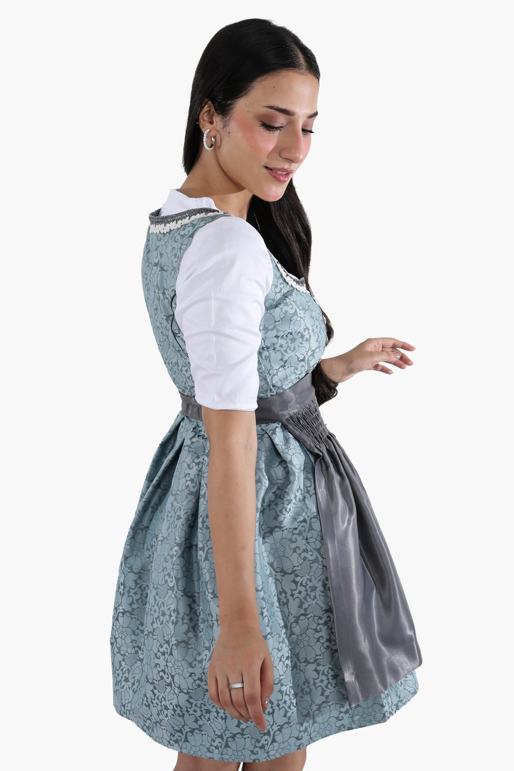 Mini Dirndl Dress Luxury Slate Blue Elegance