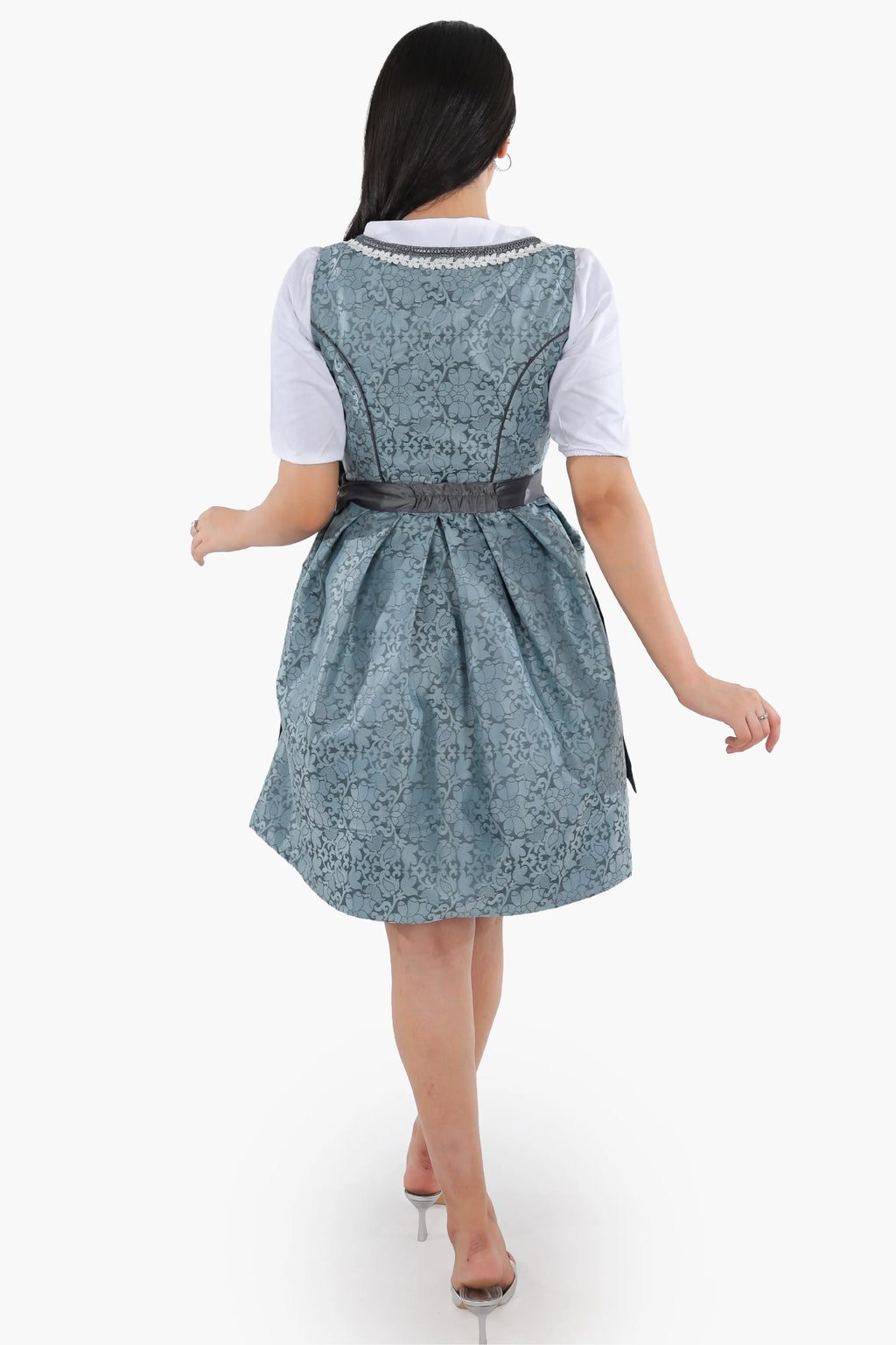 Mini Dirndl Dress Luxury Slate Blue Elegance