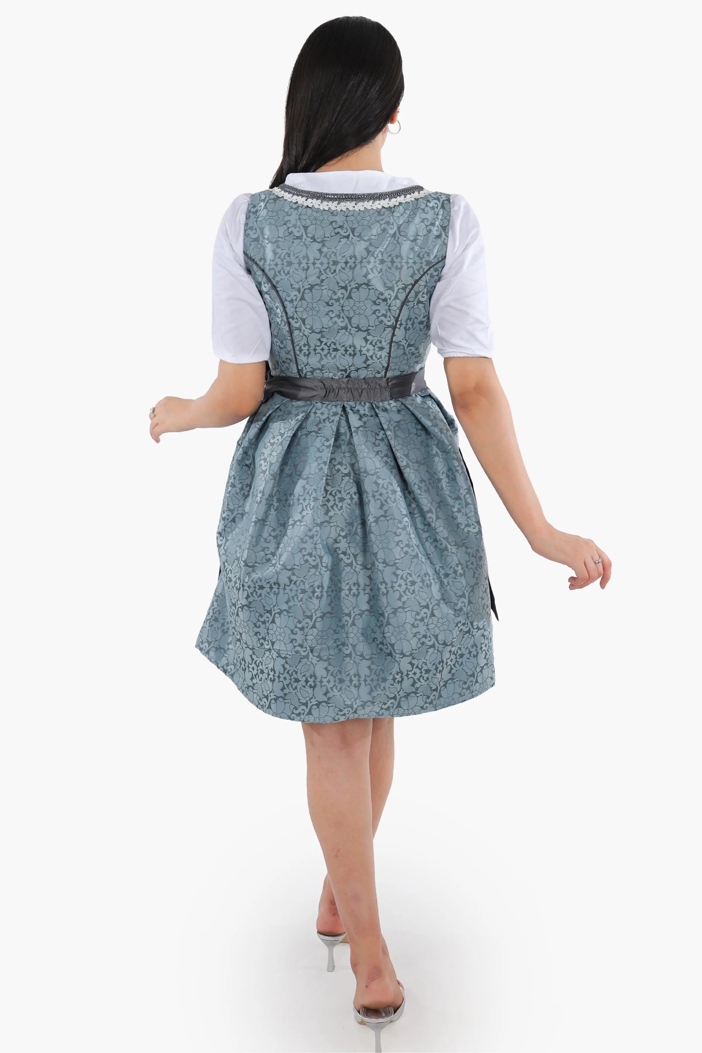 Mini Dirndl Dress Luxury Slate Blue Elegance