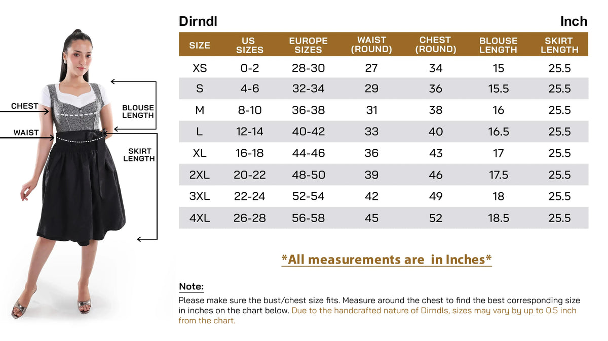 Dirndl Size Guide