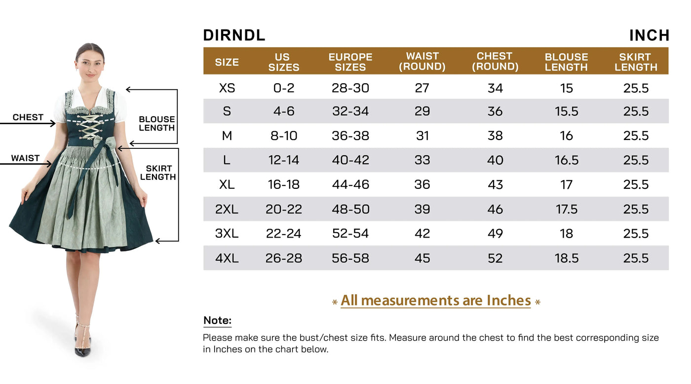Dirndl Size Guide