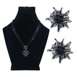 Alpine Night Heart - Black Crystal Jewelry Set