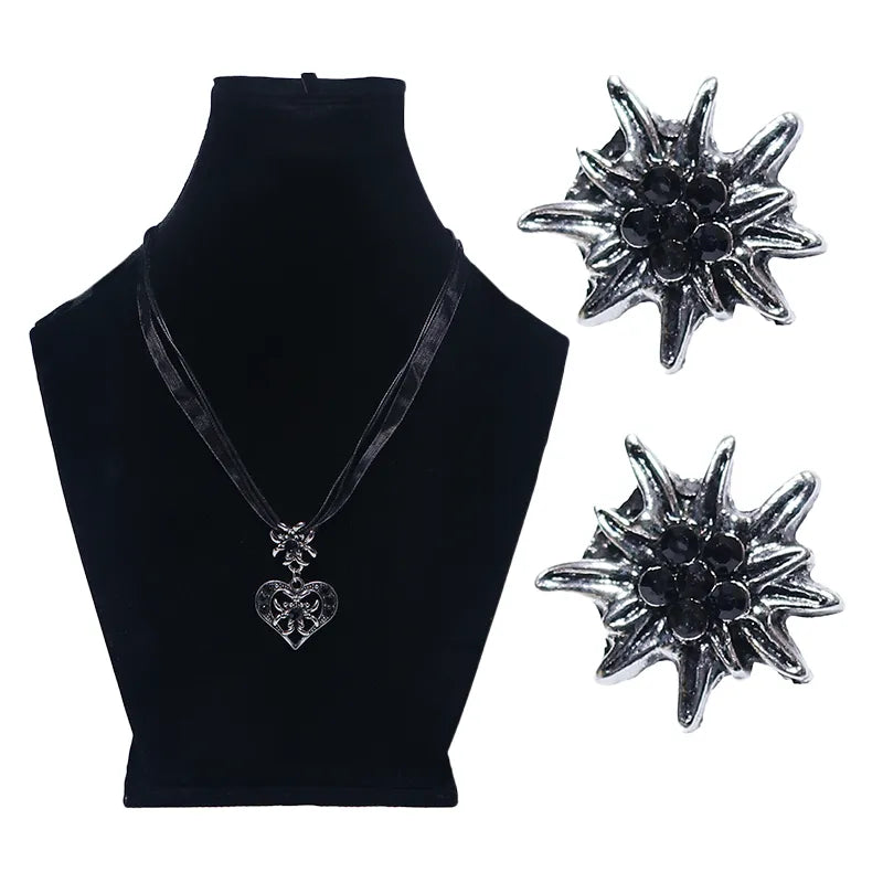 Alpine Night Heart - Black Crystal Jewelry Set