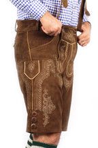 German Lederhosen Men Shorts Classic Brown