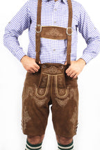 German Lederhosen Men Shorts Classic Brown
