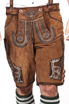 German Mens Lederhosen Brown Deer Motif