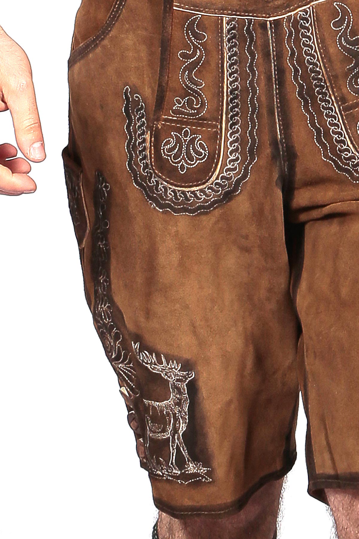 German Mens Lederhosen Brown Deer Motif