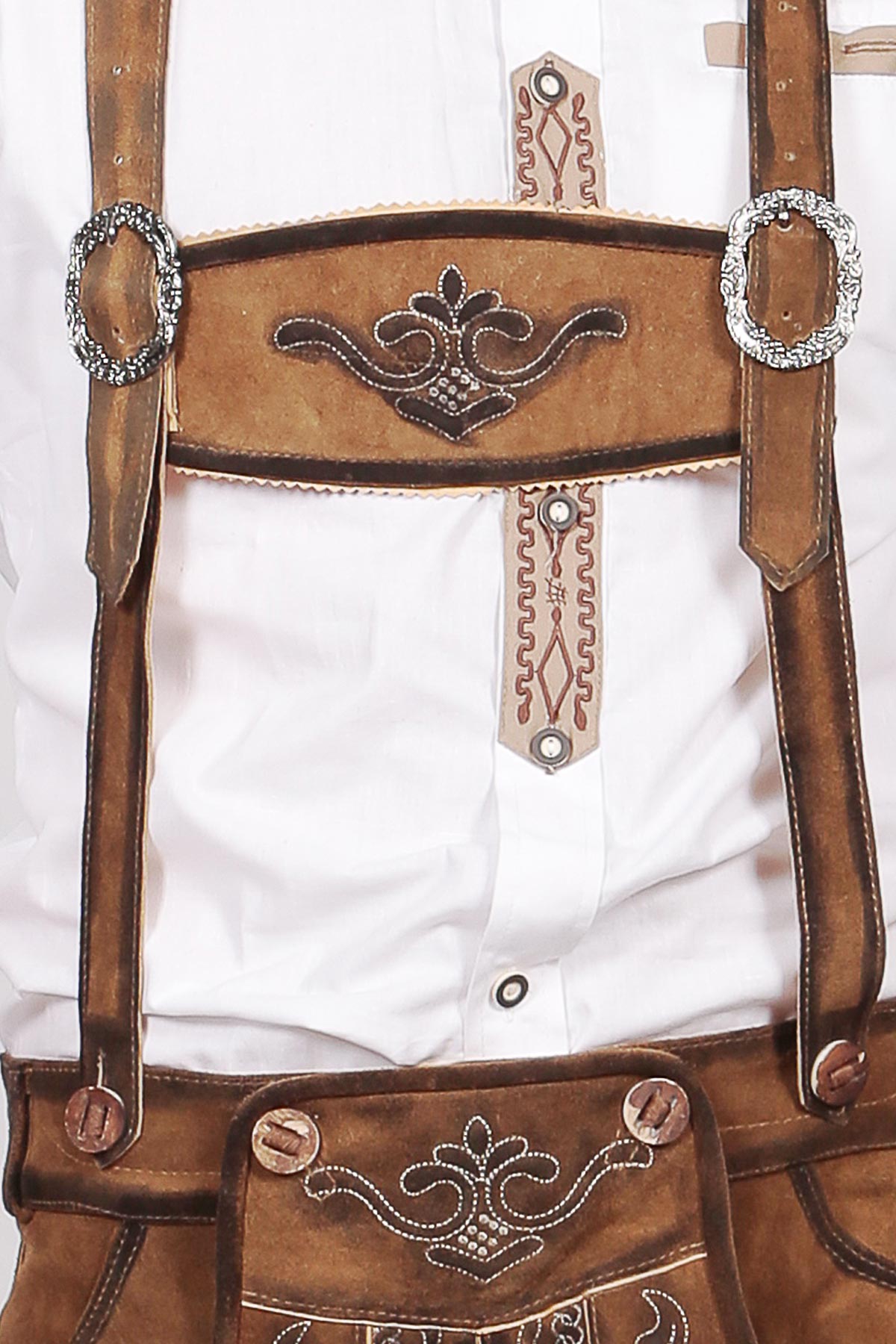 German Mens Lederhosen Brown Deer Motif