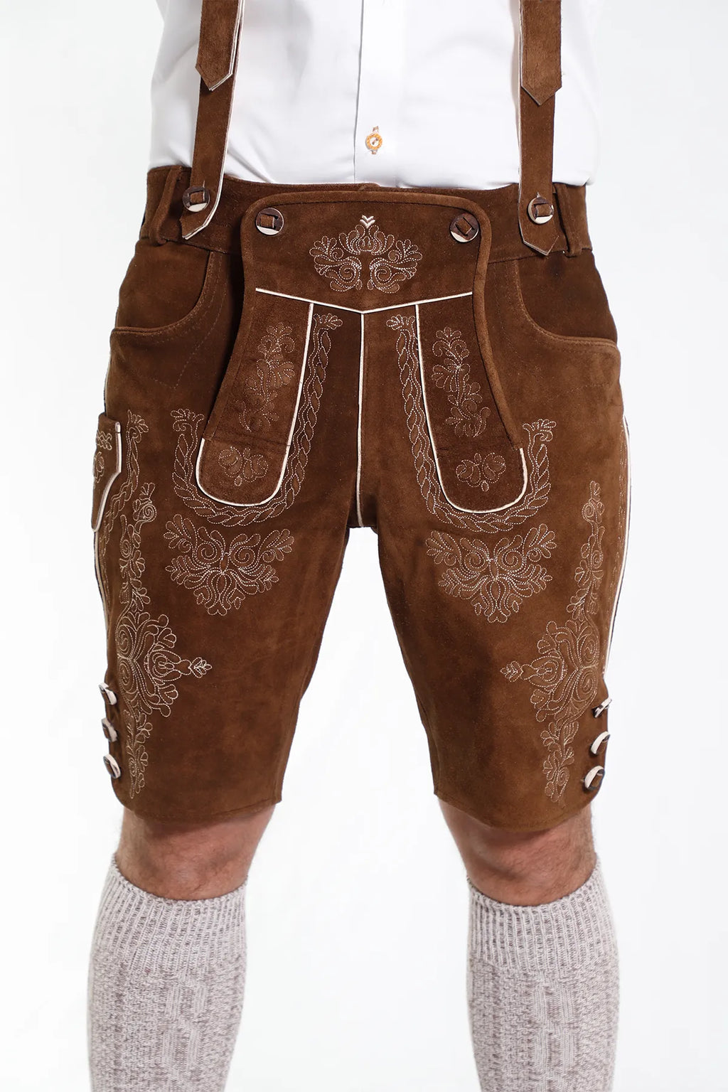 Classy Finished Bavarian Lederhosen Men Brown