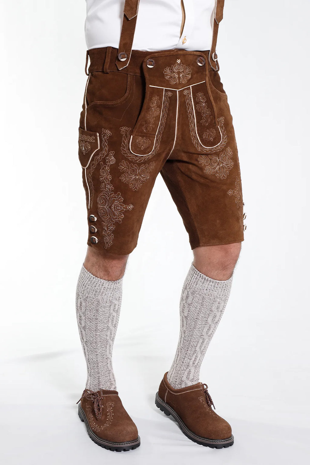 Classy Finished Bavarian Lederhosen Men Brown