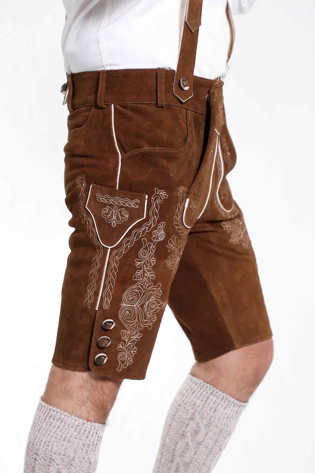 Classy Finished Bavarian Lederhosen Men Brown