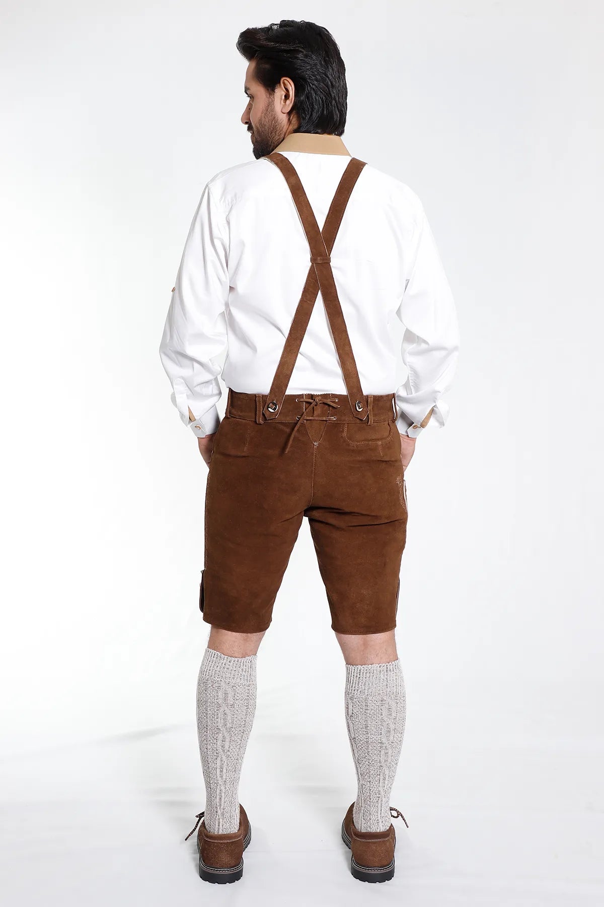 Classy Finished Bavarian Lederhosen Men Brown