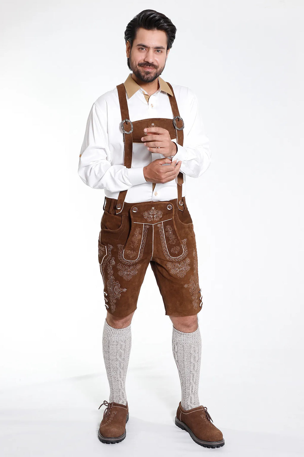 Classy Finished Bavarian Lederhosen Men Brown