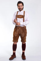 Genuine Bavarian Lederhosen for Men Hazelnut Brown Set