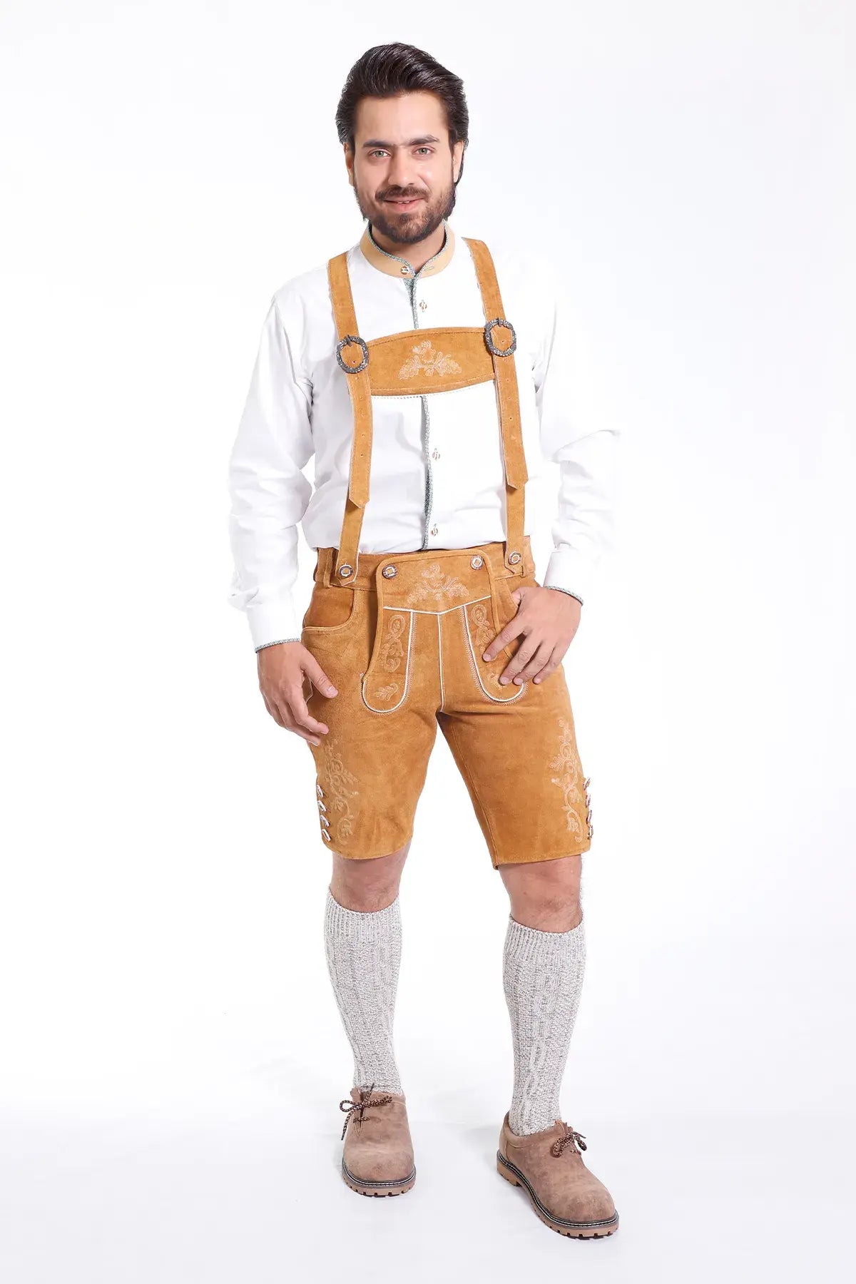 German Lederhosen Men in Natural Brown