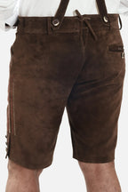 Men's Chocolate Brown Bavarian Lederhosen with Suspenders