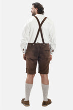 Men's Chocolate Brown Bavarian Lederhosen with Suspenders